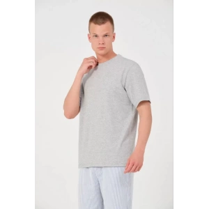 Unisex Düz Biskilet Yaka Oversize T-shirt - Gri