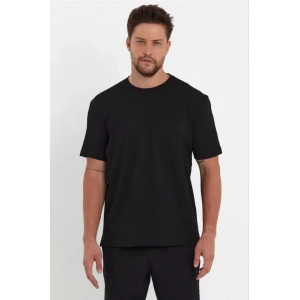 Unisex Düz Biskilet Yaka Oversize T-shirt - Siyah