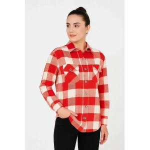 Uzun Kollu Oduncu Gömlek - Bordo