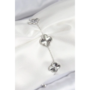 VIP Pirinç Yonca Model Gümüş Renk Kadın Bileklik