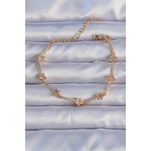 Vip Seri Pirinç Altın Renk Zirkon Taşlı Yıldız Model Bileklik