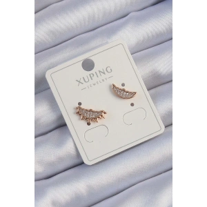 Xuping Rose Renk Zirkon Taşlı Ay ve Güneş Tasarımlı Küpe