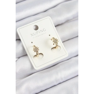 Xuping Zirkon Taşlı Çiçek Model Gold Renk Kadın Küpe