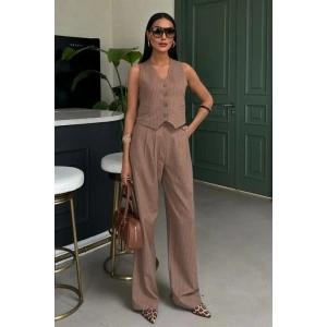 Yelek Ve Pantolon Çizgili Double Takım 10017