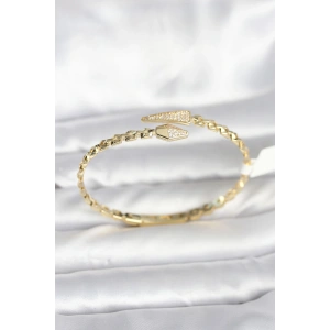 Yılan Model Pirinç Gold Renk Kadın Kelepçe Bileklik