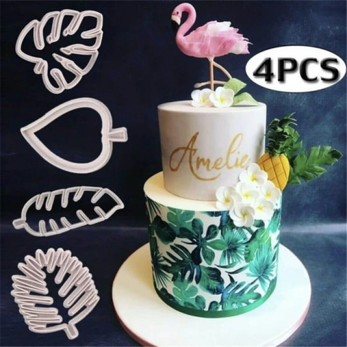 4 parça tropikal yaprak kesici set