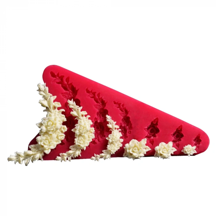 Cesil Güllü Bordür Set Silikon Kalıp 13*7cm