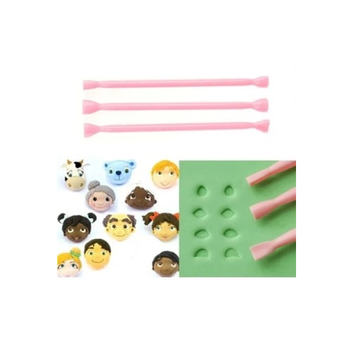 3 Boy Göz Ağız Modelleme Marzipan Seti Küçük Boy
