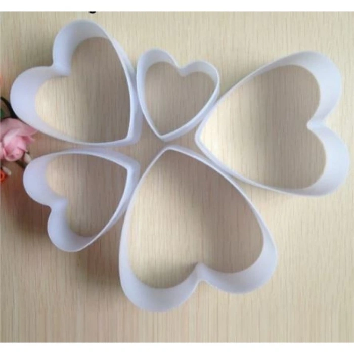 Plastik 5 li Volovan Kalp Kurabiye Kesici