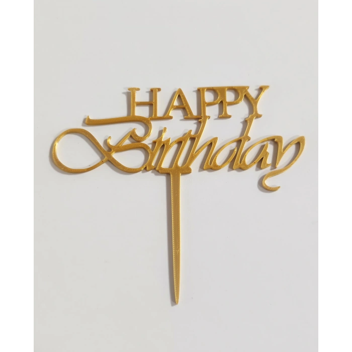 Happy Birthday Gold 3d Baskı