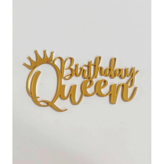 Birthday Queen Gold 3d Baskı 12cm