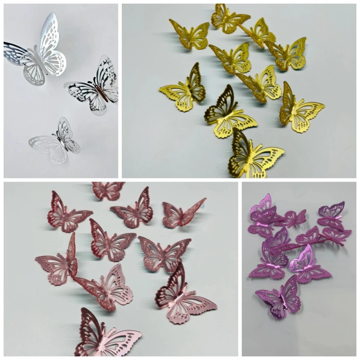 3d Dekoratif Kağıt Kelebek 12 li paket