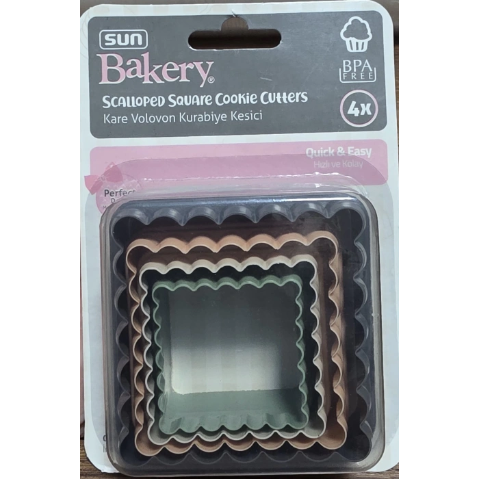 4 Boy Kare Plastik Kurabiye Kesici