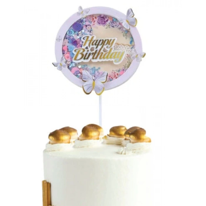 Pasta Üstü Çubuklu Happy Birthday Süs