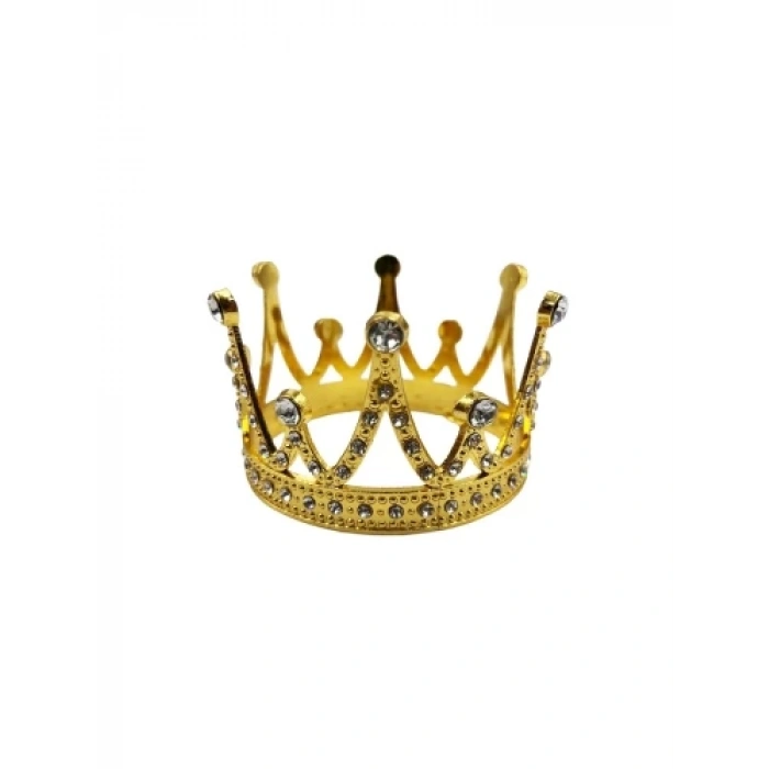 Pasta Tacı Metal Taşlı 7 Cm Altın