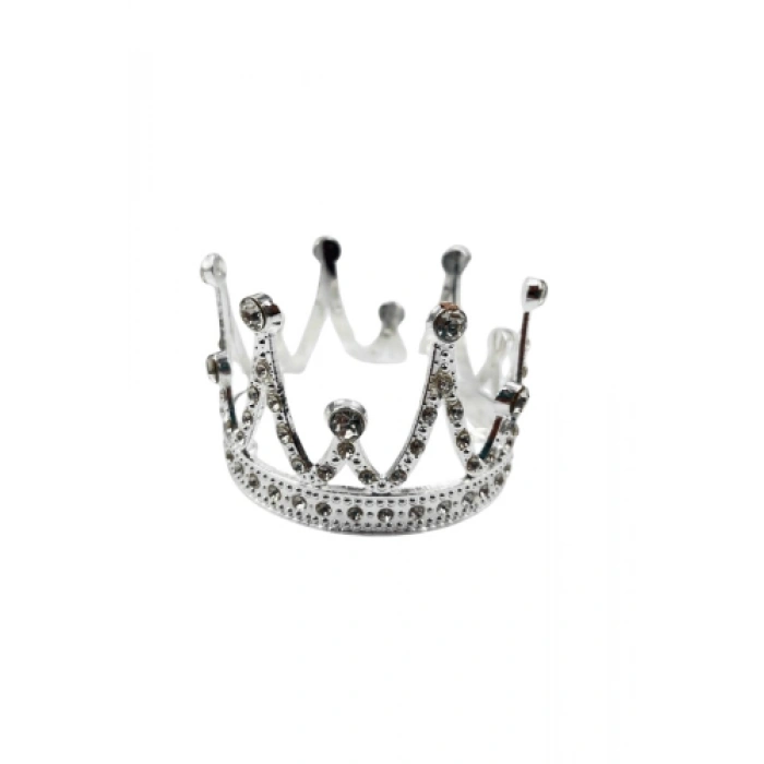 Pasta Tacı Metal Taşlı 7 Cm Gümüş