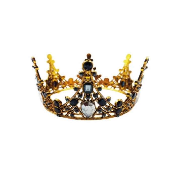 Pasta Tacı Plastik Taşlı Tam Tur 12 Cm Siyah