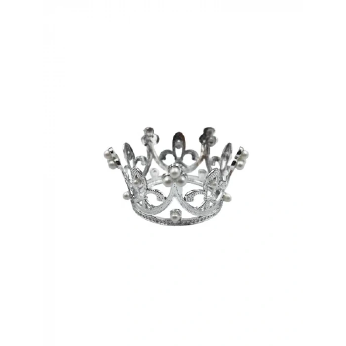 Pasta Tacı Plastik İncili 6 Cm Gümüş