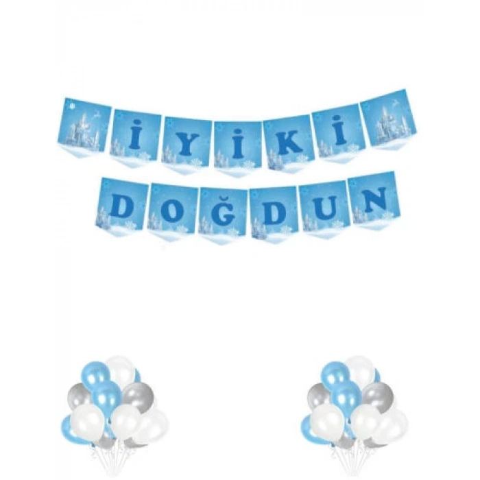 Elsa Frozen Temalı Kağıt Banner Süs