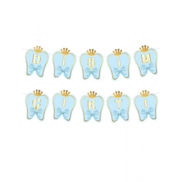 Diş Temalı Kağıt Banner Süs Mavi