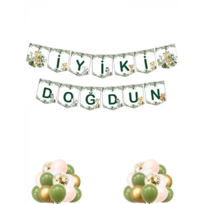 Baby Safari Temalı Kağıt Banner Süs