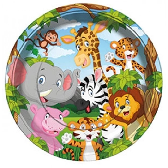 Lisanslı Safari Karton Tabak 23 Cm 8 Parça