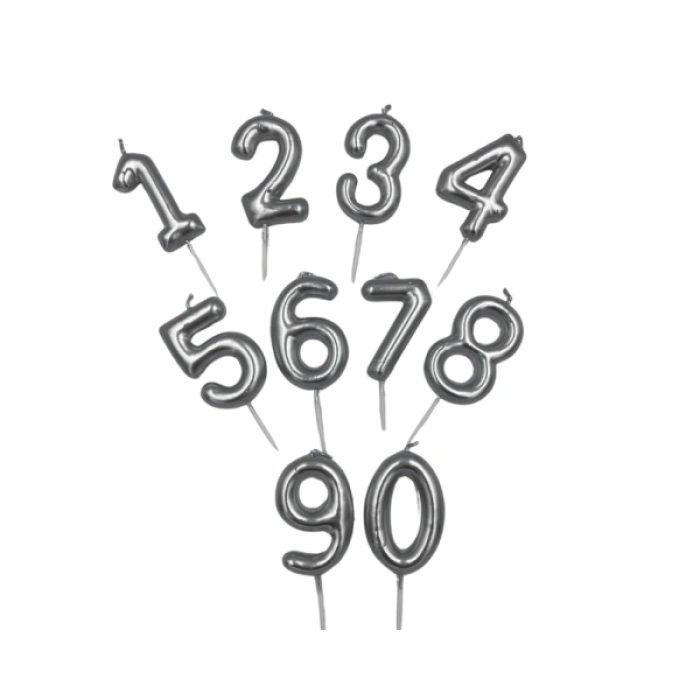 Rakam Mum Gümüş 1 Adet