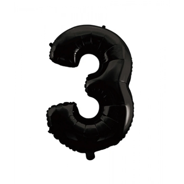 Folyo Balon 66 Cm Siyah Rakam 3 Helyuma Uygun