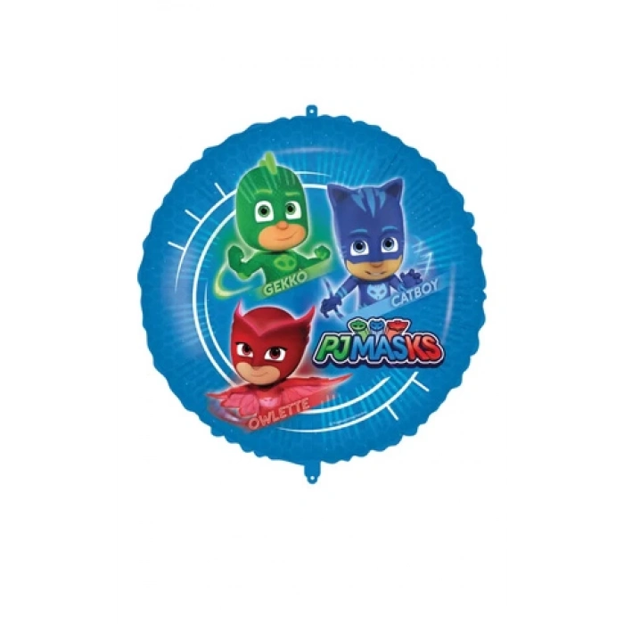 Lisanslı Folyo Balon PJ Mask Pijamaskeliler Temalı Yuvarlak 18 İnç