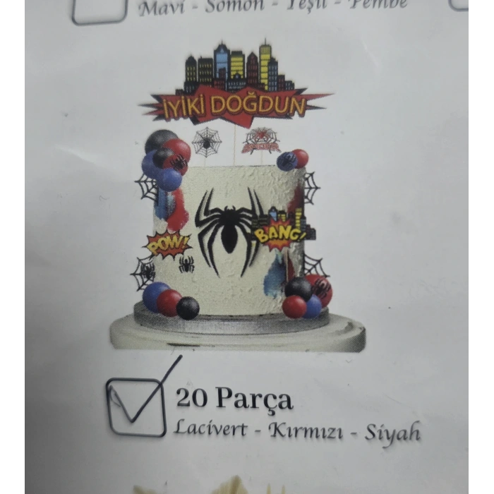 Spiderman Örümcek Adam Pasta Üstü Top Süs