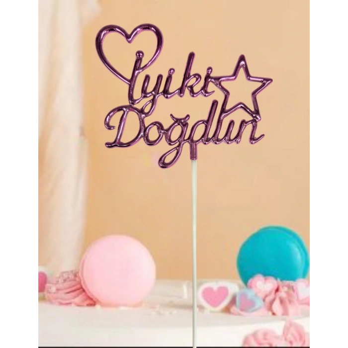 İyi ki Doğdun Pasta Üstü Mika Yazı Süs (renk seçenekli)