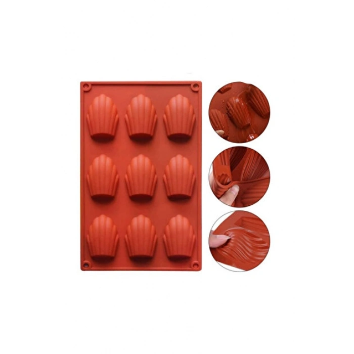 Madlen Büyük İstiridye Deniz Kabuğu Silikon Kek Kalıp 9 lu