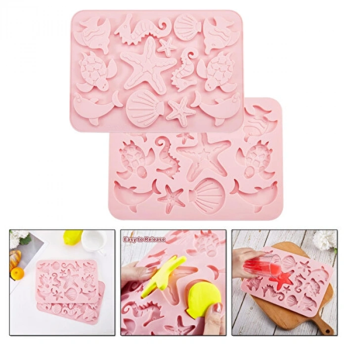 Deniz Canlıları Silikon Kek Çikolata Jelibon Kalıbı