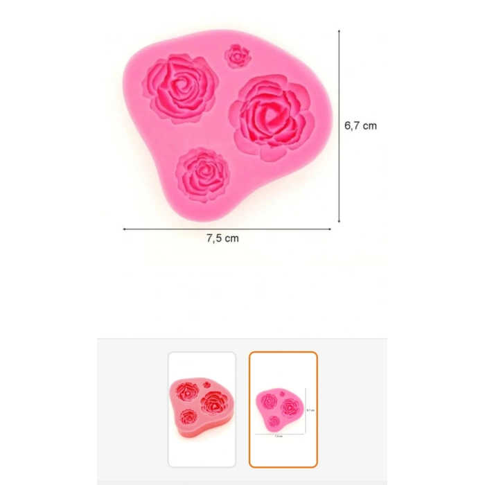 4 lü Çiçek Gül Silikon Kalıp