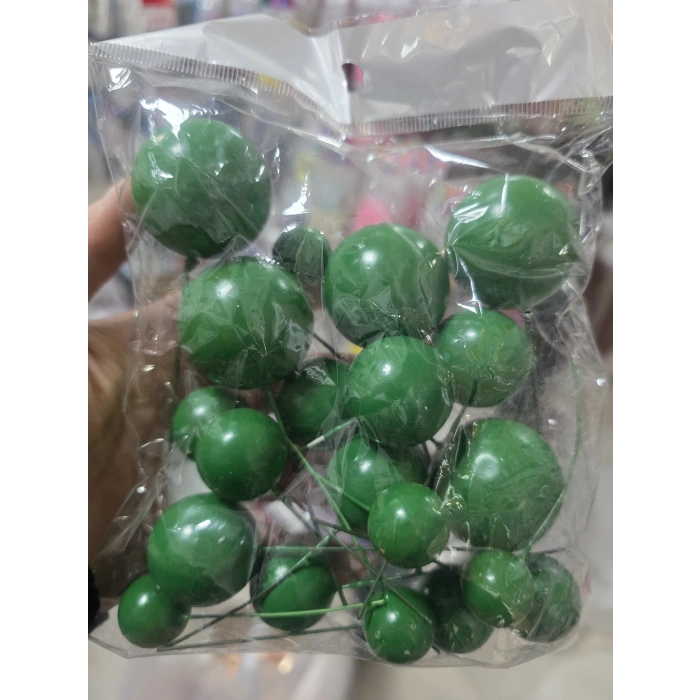 Koyu Yeşil Pasta Üstü Top Süs