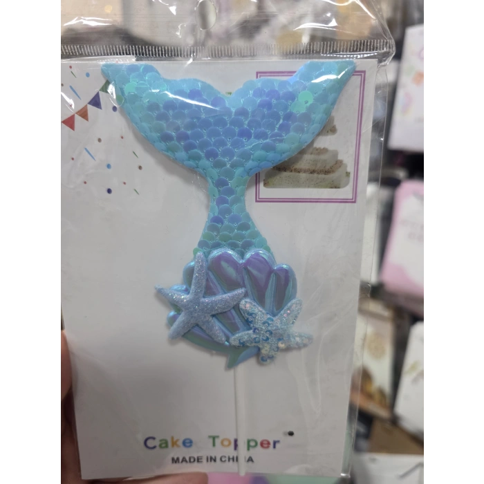 Pasta Üstü Süs Cake Topper Deniz Kızı Balık Kuyruğu (mor mavi renk seçenekli)