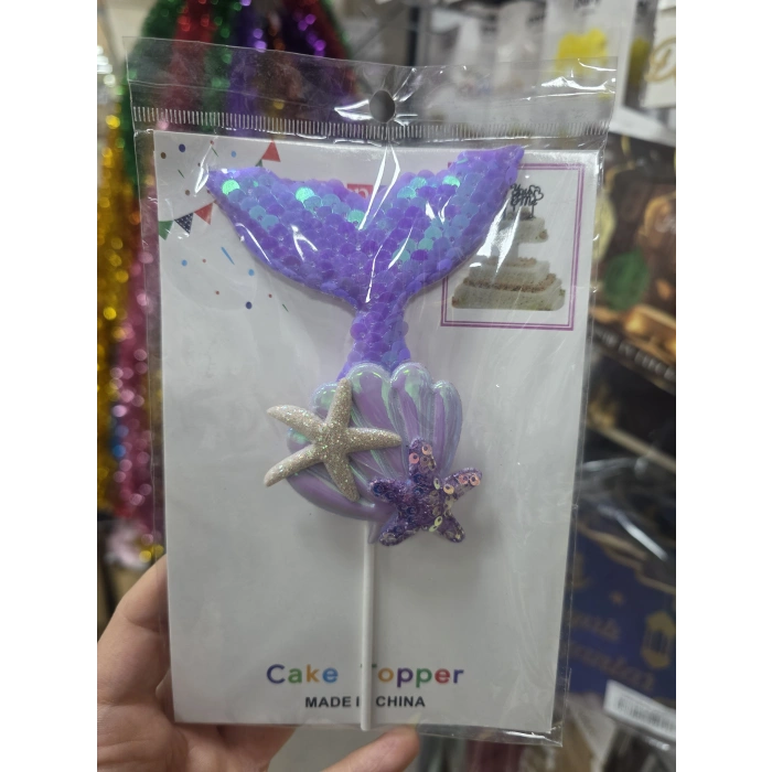 Pasta Üstü Süs Cake Topper Deniz Kızı Balık Kuyruğu (mor mavi renk seçenekli)