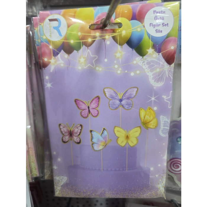 Kelebekli Pasta Üstü Çubuklu Süs