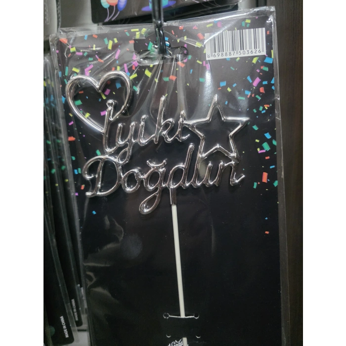 İyi ki Doğdun Pasta Üstü Mika Yazı Süs (renk seçenekli)