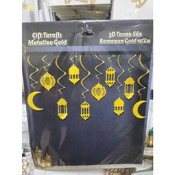 3D Tavan Süs Ramazan Gold 10lu
