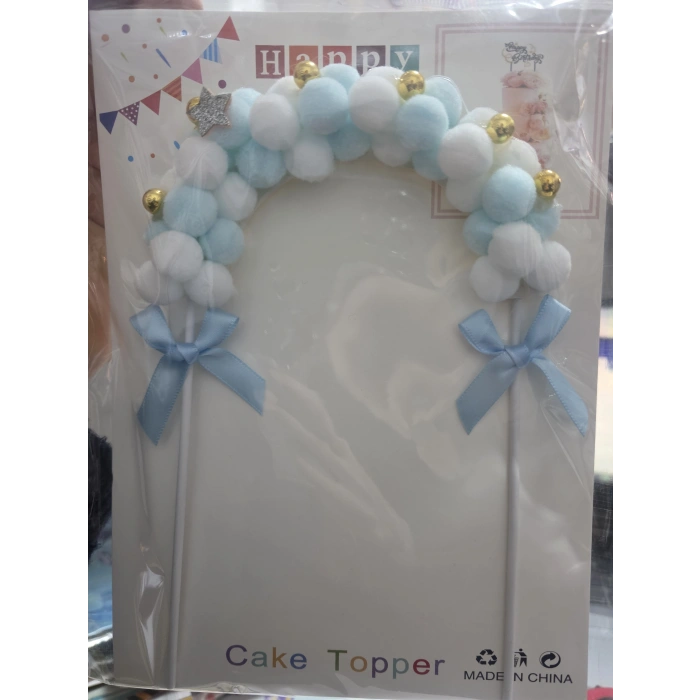 Pasta Üstü Süs Mavi Beyaz Gökkuşağı