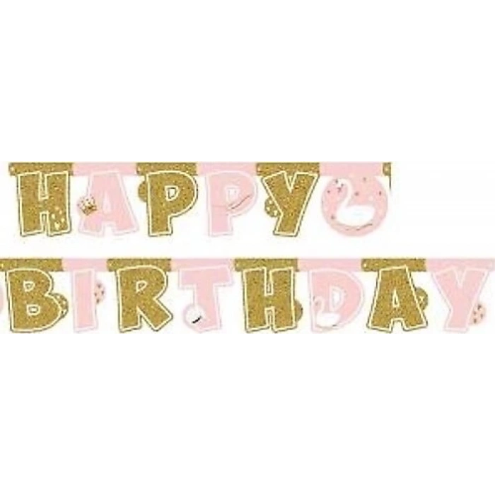 Lisanslı Kuğu Happy Birthday Banner 2.10 mt Balonevi