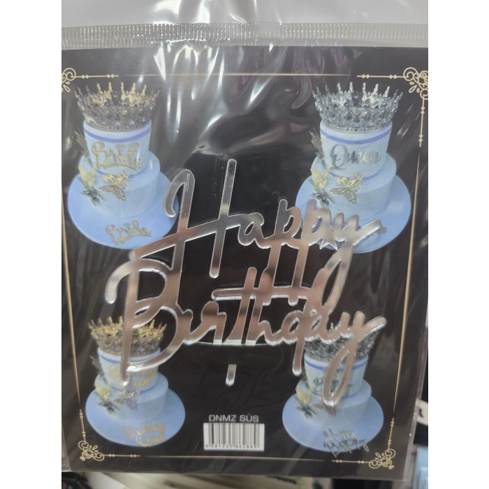 Happy Birthday Çubuksuz Pleksi Gold Gümüş Seçenekli