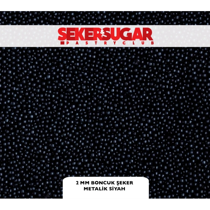 Şeker Sugar 2 mm Siyah Metalik Boncuk Şeker 100 gr
