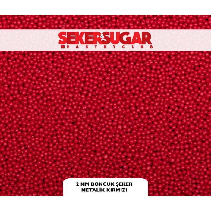 Şeker Sugar Kırmızı 2 mm Boncuk Şeker 100 gr