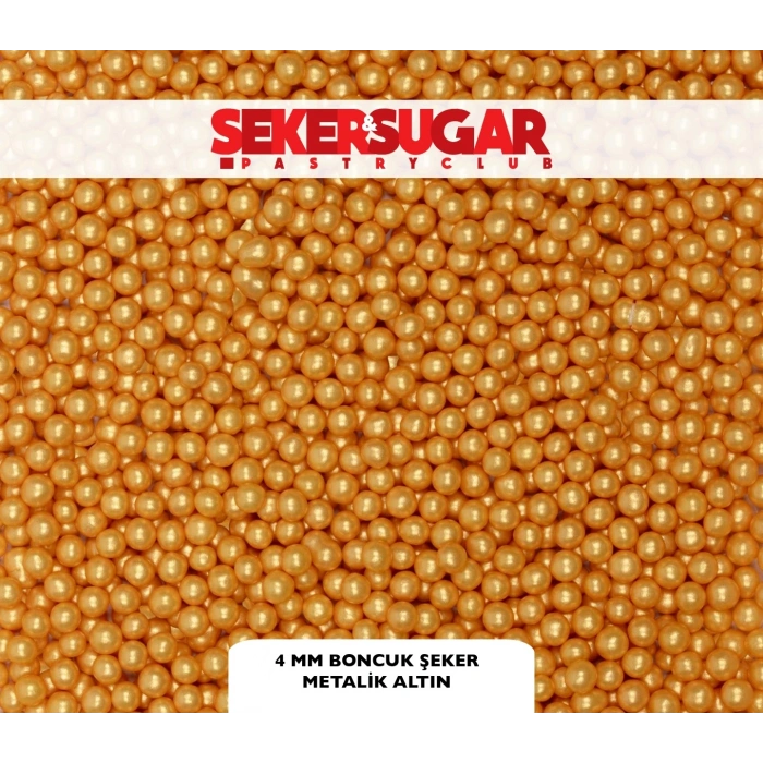 Şeker Sugar 4 mm Altın Gold Boncuk Şeker 100 gr (Arjantin Şeker Değildir)