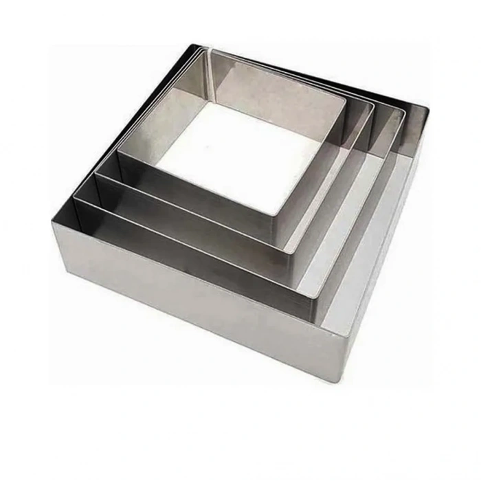 4 lü Kare Pandispanya Kek Kalıbı Çember Yükseklik 10 cm