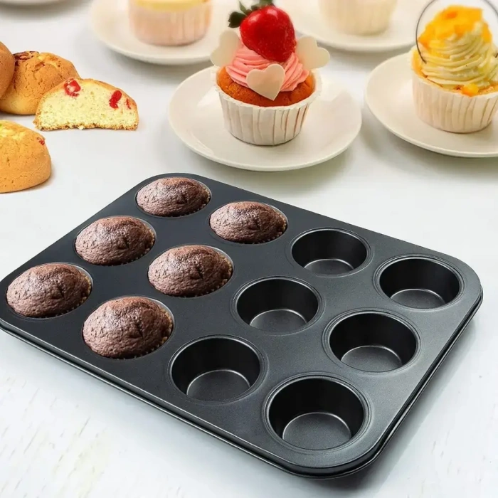 12 li Muffin Cupcake Teflon Yapışmaz Tepsi