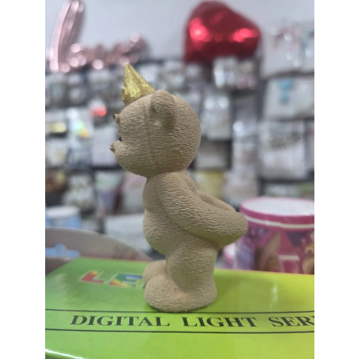 Mum Üfleyen Ayıcık Figürü 8-10 cm (gold-gümüş şapka seçenekli)