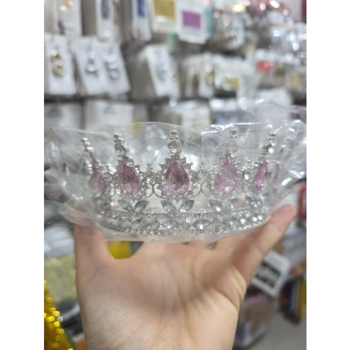 Metal Taç Gümüş Pembe